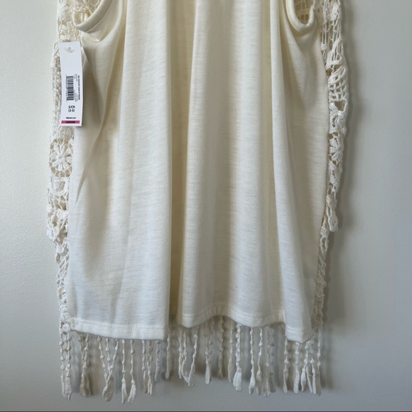 White Natural Crochet Tank with Fringe Top - Picture 5 of 7